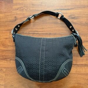Vintage Coach Soho Hobo Black Bag Purse Fringe Y2K